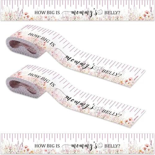 Miniatura 9 de Coume 2 rollos de cinta métrica para baby shower, 2 pulgadas x 150 pies, cinta métrica de vientre para baby shower, regalos y suministros de fiesta