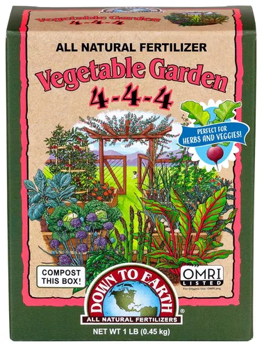 Abonos Naturales Down To Earth Orgánicos para Jardín de Vegetales - Alimento para Plantas de Vegetales, Hierbas, Hortalizas y Camas Elevadas 4-4-4,