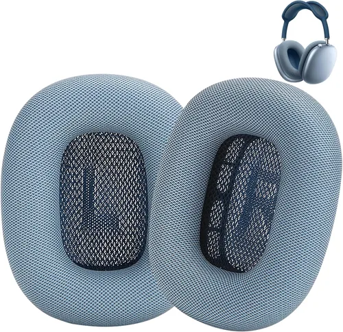 Almohadillas de repuesto Earrock para auriculares AirPods Max, almohadillas cubiertas de piel de proteína con espuma viscoelástica y imán (Azul Azul