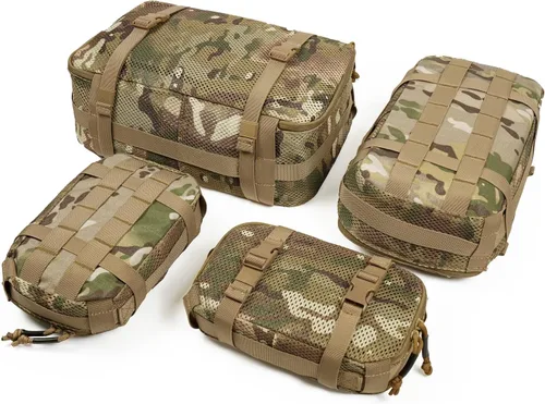 Juego de 4 cubos de embalaje tácticos, bolsa de almacenamiento de malla compresible, organizador portátil Edc Molle.
