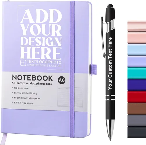 Miniatura 17 de Cuaderno personalizado con bolígrafo, cuaderno A6 personalizable con logotipo/texto/imagen personalizados para el trabajo, la escuela, 192 páginas