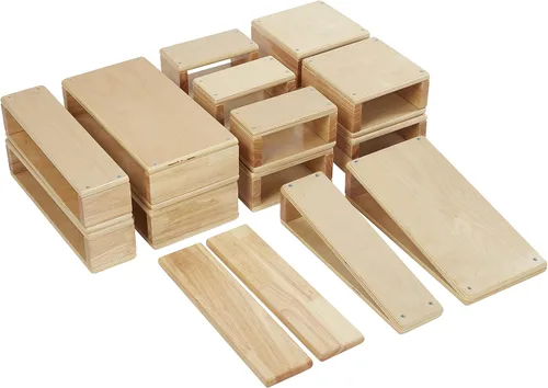 Miniatura 12 de ECR4Kids - Juego de bloques y arcos apilables de madera, juguetes Montessori, natural, 18 piezas