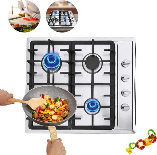 Miniatura 8 de Estufa de gas incorporada, 23 pulgadas, 4 quemadores, cocina de gas en acero inoxidable, encendido eléctrico para gas natural