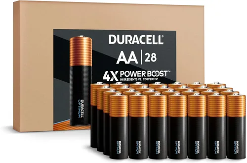 Duracell - Pilas AA Optimum 28 unidades con ingredientes POWER BOOST, paquete resellable para un acceso rápido y fácil y almacenamiento organizado