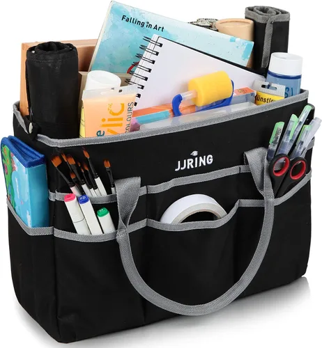 Miniatura 17 de JJRING Bolsa organizadora para manualidades y arte, tela de nailon azul 600D, con bolsillos, para manualidades, álbumes de recortes, médicos y Azul