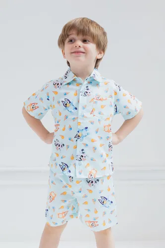 Miniatura 2 de Bluey Camisa y pantalones cortos hawaianos familiares con botones y muffin de bingo
