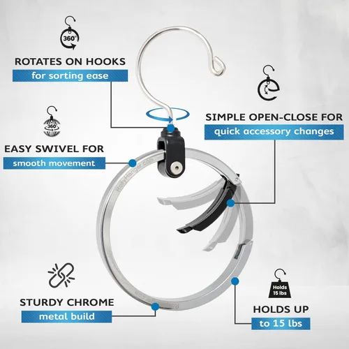 Miniatura 3 de ROLLY HANGER Perchas multiusos para armario, colgador de corbata y cinturón para armario, gran organizador de cinturón que ahorra espacio
