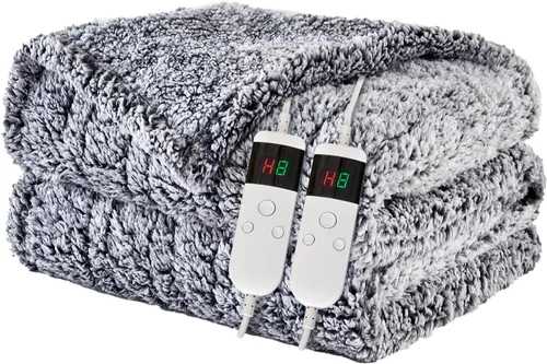 Miniatura 11 de Manta eléctrica con calefacción, manta térmica de 50 x 60 pulgadas, manta eléctrica con 8 horas de apagado automático, 10 niveles de calefacción Gris