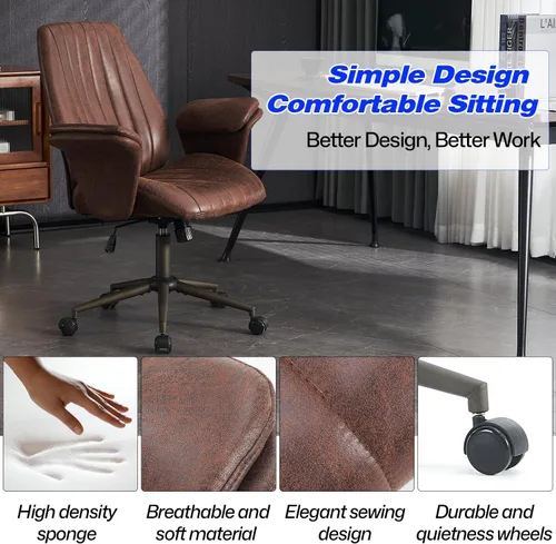 Miniatura 8 de Silla de escritorio para oficina en casa, ruedas suaves, ergonómica, con soporte lumbar, altura ajustable, giratoria, reposabrazos ejecutivo