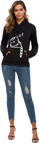 Miniatura 4 de Sudadera con capucha sin botones para mujer, diseño de gato con orejas de gato