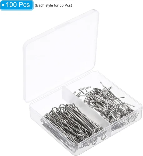 Miniatura 3 de PATIKIL Juego de alfileres de costura, 100 piezas de pasadores de acero inoxidable con pasador en T de 1.5 pulgadas y pasadores en U de 1.5 pulgadas