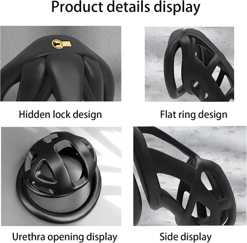 Miniatura 4 de Jaula de castidad 3.0 de resina, dispositivo de castidad masculino con 4 anillos para el pene, jaula de castidad masculina, jaula de castidad