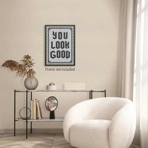 Miniatura 4 de OMANI Arte de pared con citas en blanco y negro, minimalista de moda, con texto en inglés "You Look Good", impresiones en lienzo con azulejos Citas