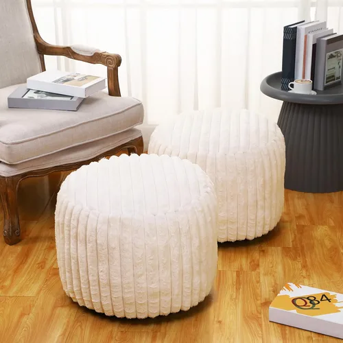 Teenyyou 2 Piezas Funda de Puf Sin Relleno de 20 x 15 Pulgadas Reposapiés Otomán - Sin Relleno, Piel Sintética de Conejo Taburete Reposapiés Puf de