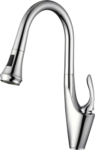Miniatura 10 de sumerain Grifo de cocina de un solo orificio con rociador extraíble, grifo de fregadero de cocina de acero inoxidable de una sola manija, cromo