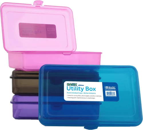 BAZIC PRODUCTS Basix - Caja multiusos para escritorio, oficina, escuela, caja de 24 unidades Claro
