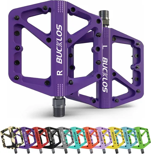 Miniatura 13 de BUCKLOS Pedales de Bicicleta de Montaña MTB Pedales Planos, Bicicleta de Carretera para Adultos Plataforma Grande Pedal Antideslizante de Nylon