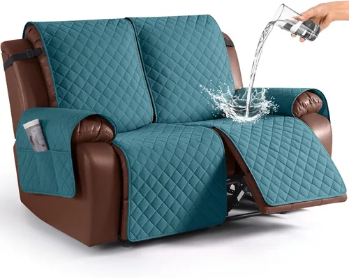 Miniatura 47 de KinCam Funda impermeable para sofá biplaza reclinable, fundas antideslizantes para sofá reclinable de 2 asientos, funda de sofá reclinable