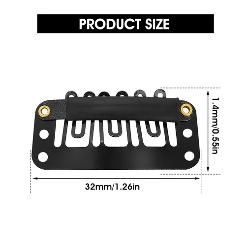 Miniatura 2 de Yolev 50 pinzas para pelucas, pinzas de extensión de cabello, 6 dientes en forma de U, clips de extensión de cabello de silicona metálica para mujer