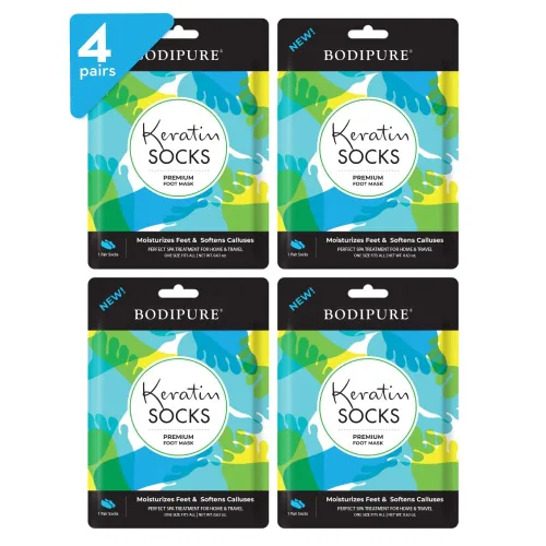 Bodipure Calcetines de queratina con máscara premium | Calcetines hidratantes para spa en casa para pies secos agrietados, callos y suavización del