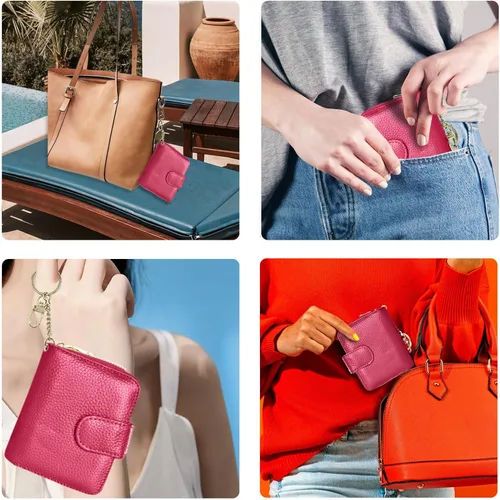 Miniatura 6 de Beurlike billetera de cuero, con tarjetero con bloqueo RFID, organizador, billetera segura para mujer
