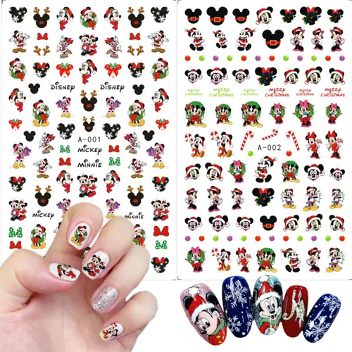 Miniatura 8 de 8 hojas de calcomanías navideñas para decoración de uñas, calcomanías de dibujos animados 3D con diseños de árboles de guirnalda de Navidad