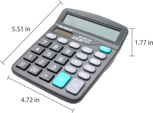 Miniatura 2 de Calculadora de escritorio, calculadora de oficina con batería solar de 12 dígitos con pantalla LCD grande, botón sensible grande, calculadoras