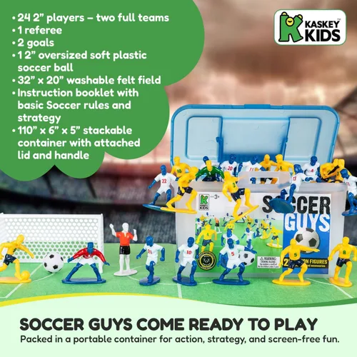 Miniatura 7 de Set de muñecos de fútbol Kasey Kids con 2 equipos completos y más para inspirar la imaginación con juego sin fin (para niños de 3 años o más)