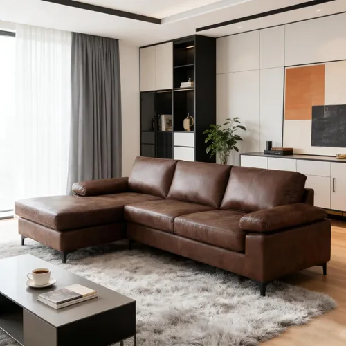 Miniatura 9 de VANOMi Sofá de piel sintética para sala de estar, sofás y sofás de 100 pulgadas con diván convertible de 3 plazas para sala de estar, apartamento