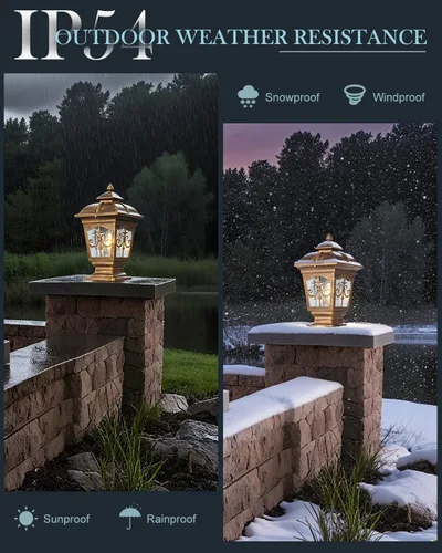 Miniatura 3 de Paquete de 2 luces de poste para exteriores, lámpara de poste de bronce, luces de calle antiguas para patio, jardín, césped de cerca, camino