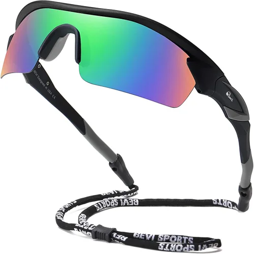 Miniatura 8 de Bevi Polarized Sports Sunglasses TR90 Unbreakable Frame for Men Women Running Cycling Golf Baseball Amarillo Azul