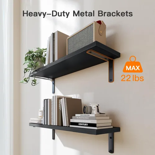 Miniatura 7 de Amada - Estantes de baño con cesta de almacenamiento, estante de pared flotante para organización del hogar y decoración de pared, estantes de Negro