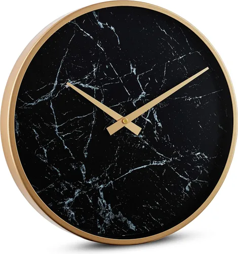 Miniatura 3 de Bernhard Products Reloj de pared moderno de 13 pulgadas, silencioso, silencioso, sin tictac, decorativo, elegante, aspecto de mármol negro y marco