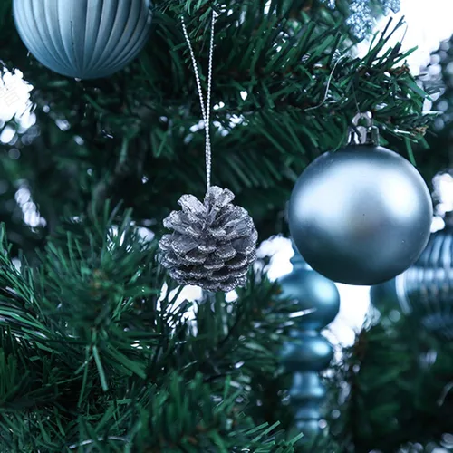 Miniatura 2 de Sunnyglade Juego de 60 adornos azules para árbol de Navidad, esferas inastillables con brillo para Navidad, decoración colgante con paquete