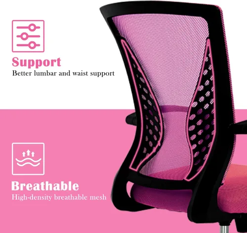 Miniatura 20 de Silla de oficina en casa, silla de escritorio ergonómica, respaldo medio, silla de computadora de PC con soporte lumbar y reposabrazos, silla