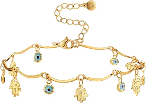 Miniatura 31 de Tobillera para mujer, chapada en oro de 18 quilates, tobillera con dije de oro, impermeable, para verano, playa, cadena de pie, joyería para regalos