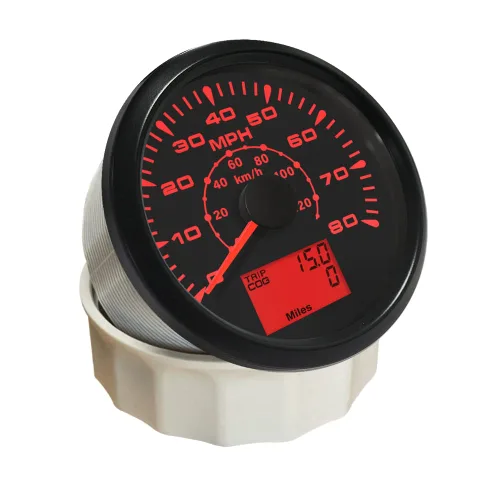 Miniatura 2 de ELING Velocímetro GPS para coche, motocicleta, barco con odómetro 0-80 mph, 0-120 km/h, para ATV, UTV, con 8 luces de fondo de 85 mm Negro+Negro