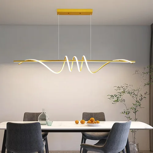Miniatura 2 de Modern 59inch Led Chandeliers for Dining Room, Dimmable 3000k~6500k Remote Control Gold Spiral Shape Pendant Lights 50w Height Adjustable Hanging