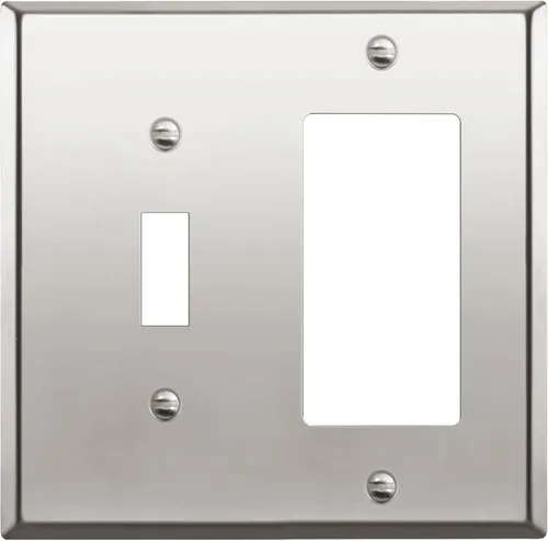 Miniatura 10 de ENERLITES - Placa de pared combinada de acero inoxidable para interruptor de palanca y decorativo, resistente a la corrosión, placa metálica de 2