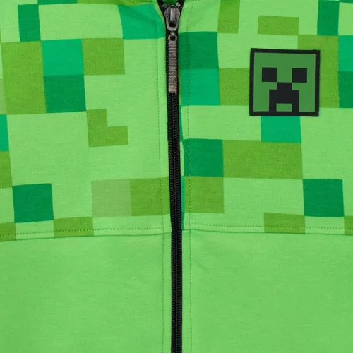 Miniatura 2 de Minecraft Sudadera con capucha Creeper para niño, forro polar verde con licencia oficial de star wars silent one crew.