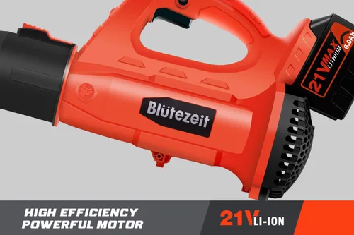 Miniatura 5 de Blütezeit Soplador de hojas inalámbrico, soplador de hojas alimentado por batería de 21 V (batería de 6.0 Ah y cargador incluidos), soplador