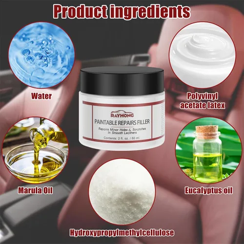 Miniatura 7 de Alkyne Relleno de cuero, pasta de relleno de cuero, crema reparadora de relleno de cuero para automóvil, acondicionador restaurador