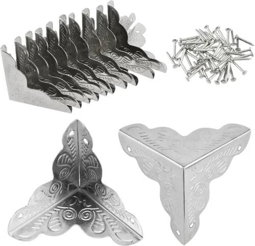 Miniatura 8 de SDTC Tech Paquete de 12 protectores de esquina de muebles de 1 x 1 pulgada, borde triangular de bronce antiguo, protector decorativo de esquina