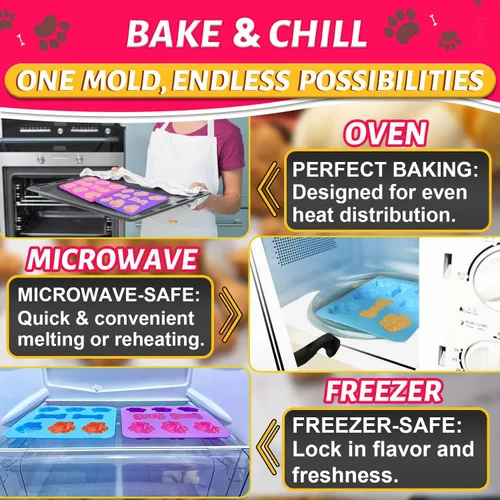 Miniatura 3 de 3 moldes de silicona de pata de cachorro y hueso, molde antiadherente para dulces, moldes reutilizables para cubitos de hielo para perros 3 moldes