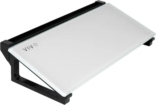 VIVO DESK-WB16D - Pizarra blanca de escritorio de cristal de 16 x 7 pulgadas con ranura para marcador y almacenamiento abierto, superficie blanca