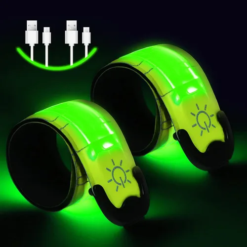 Miniatura 9 de Aucuu Brazalete LED Recargable (Paquete de 2), Equipo Reflectante de Alta Visibilidad para Correr, Luces para Corredores, Brazaletes Luminosos
