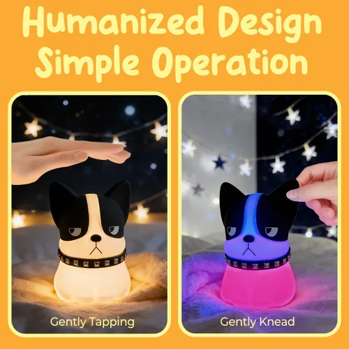 Miniatura 6 de Luz nocturna para perro, linda luz nocturna para perros, lámpara de silicona suave con 3 niveles de luz cálida y cambio RGB, luz nocturna de Queso