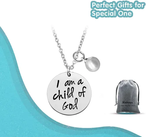Miniatura 6 de Regalos de ahijada para mujeres y niñas, collar con texto en inglés "I am a Child of GodGod", regalos de bautismo para ahijados, joyería religiosa