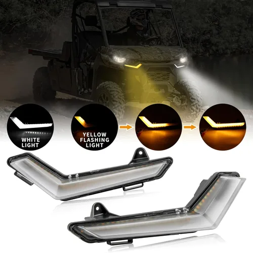 Miniatura 2 de SAUTVS Luces LED de circulación diurna mejoradas para Defender Commander, luces delanteras DRL colmillos, luces intermitentes amarillas para Can Am