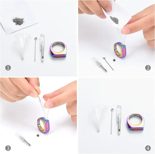 Miniatura 32 de Joyería de cremación para cenizas, geometría, estilo simple, anillo conmemorativo para cenizas, soporte para cenizas con kit de relleno, anillo